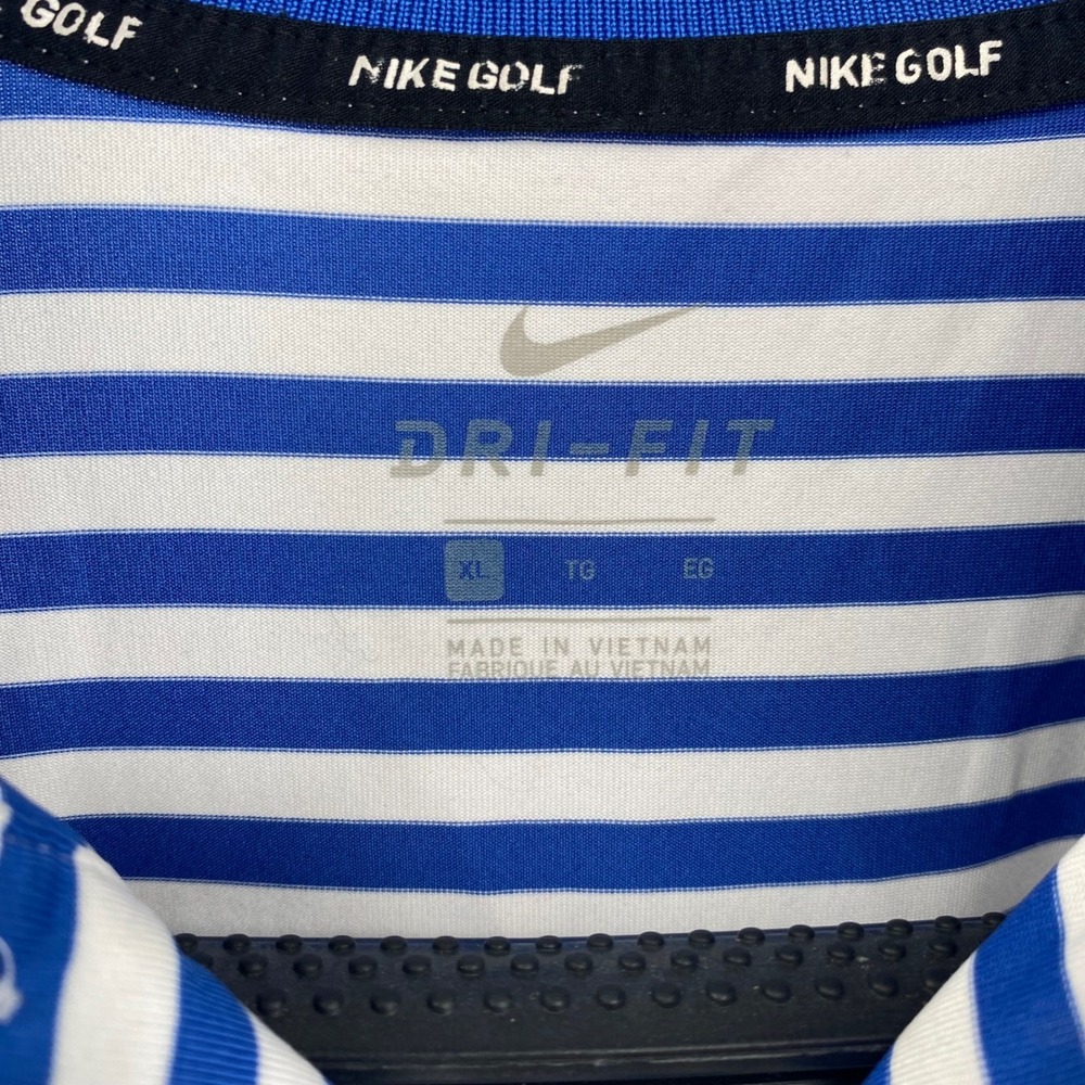 Nike Golf Dri-FIT Polo Shirt Mens XL Blue White Striped Short Sleeve Swoosh - Picture 5 of 7
